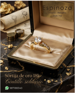 joyeriaespinoza sortija cintillo solitario 18k
